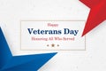 Veterans Day. Greeting card with font inscription on a starry background. National American holiday event. Flat vector illustratio