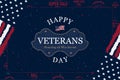 Veterans Day. Greeting card with USA flag on background with Super Sale 50 offer. National American holiday event. Flat vector Royalty Free Stock Photo