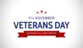 Veterans day greeting card vector. National USA holiday 11th of november