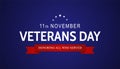 Veterans day greeting card or web banner design on blue background. US military holiday at November 11