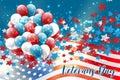 Veterans Day. Honoring all who served. American flag cover. USA National holiday design concept. A bunch of blue and red balloons Royalty Free Stock Photo