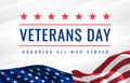 Veterans Day - Honoring All Who Served Poster. 11th of November. Usa Veterans Day celebration. American national holiday. Red Royalty Free Stock Photo