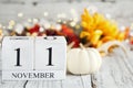 Veterans Day or Remembrance Day November 11th Calendar Blocks Royalty Free Stock Photo