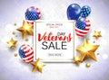 Veterans day sale banner template design. Vector Royalty Free Stock Photo