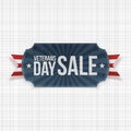 Veterans Day Sale blue Sign with striped Ribbon