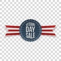 Veterans Day Sale greeting Label and Ribbon