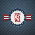 Veterans Day Sale realistic Emblem and Ribbon