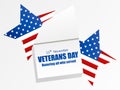 Veterans Day 11th of November. Honoring all who served. Calendar with a festive date. Five-pointed star with flag usa. Vector Royalty Free Stock Photo