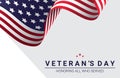 Veterans Day Tribute Featuring American Flag and Honorary Text. Royalty Free Stock Photo