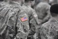 Veterans Day. US soldiers. US army. USA patch flag on the US military uniform. United States Armed Forces Royalty Free Stock Photo