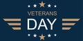 Veterans day in USA poster. American patriotic day. Happy memorial day in America. Stars on blue background. Honor to soldiers and