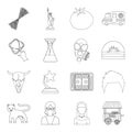 Veterans, history, sport and other web icon in outline style.Education, service, weather icons in set collection.