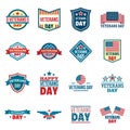 Veterans logo set, flat style Royalty Free Stock Photo