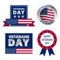 Veterans logo set, realistic style