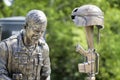 Veterans Memorial Soldier Helmet and Rifle Bronze Statue