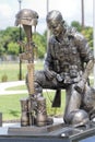 Veterans Memorial Soldier Helmet and Rifle Bronze Statue 3