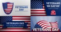 Veterans military day banner set, cartoon style