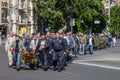 Veterans, patriot, ortodox and comunist picefully celebrate Victory day in Kiev. 9th of may 2014.