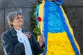 Veterans, patriot, ortodox and comunist picefully celebrate Victory day in Kiev. 9th of may 2014. Royalty Free Stock Photo