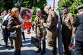 Veterans, patriot, ortodox and comunist picefully celebrate Victory day in Kiev. 9th of may 2014.