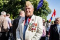 Veterans, patriot, ortodox and comunist picefully celebrate Victory day in Kiev. 9th of may 2014. Royalty Free Stock Photo