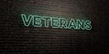 VETERANS -Realistic Neon Sign on Brick Wall background - 3D rendered royalty free stock image