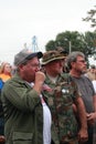 Veterans tear up at Save Our Cross Rally, Knoxville, Iowa Royalty Free Stock Photo