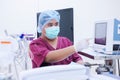 Veterinarian assistant in operation room Royalty Free Stock Photo