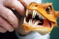 A veterinarian dentist examines the teeth of a dragon. The concept of dental services for animals