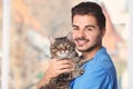 Veterinarian doc with cat in animal clinic Royalty Free Stock Photo