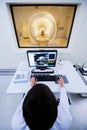 Veterinarian doctor working in MRI room Royalty Free Stock Photo