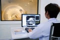 Veterinarian doctor working in MRI room Royalty Free Stock Photo