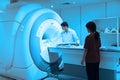 Veterinarian doctor working in MRI scanner room Royalty Free Stock Photo
