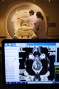 Veterinarian doctor working in MRI scanner room Royalty Free Stock Photo