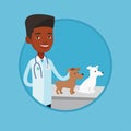 Veterinarian examining dogs vector illustration.