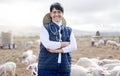 Veterinarian portrait, pig or happy woman with animals to check livestock wellness or agriculture on farm. Smile, face Royalty Free Stock Photo