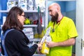 Veterinarian selling pet feed to a client