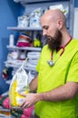 Veterinarian selling pet feed to a client