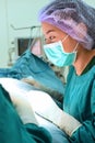A veterinarian surgeons in operating room