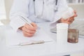 Veterinarian typing on keyboard the prescriptions Royalty Free Stock Photo