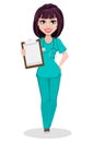 Veterinarian woman. Cute cartoon character Royalty Free Stock Photo