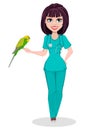 Veterinarian woman. Cute cartoon character Royalty Free Stock Photo