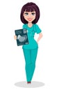 Veterinarian woman. Cute cartoon character Royalty Free Stock Photo