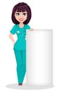 Veterinarian woman. Cute cartoon character Royalty Free Stock Photo