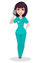 Veterinarian woman. Cute cartoon character Royalty Free Stock Photo