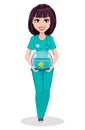 Veterinarian woman. Cute cartoon character Royalty Free Stock Photo