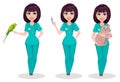 Veterinarian woman, set of three poses