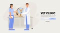 Veterinarians doctor and a nurse examining dog. Vet clinic, veterinary office or hospital.