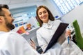 Vet doctors are examining sample at animal hospital Royalty Free Stock Photo