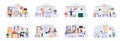 Veterinary clinic bundle of scenes with flat people characters. Veterinarian examining dog and cat in vet clinic conceptual Royalty Free Stock Photo